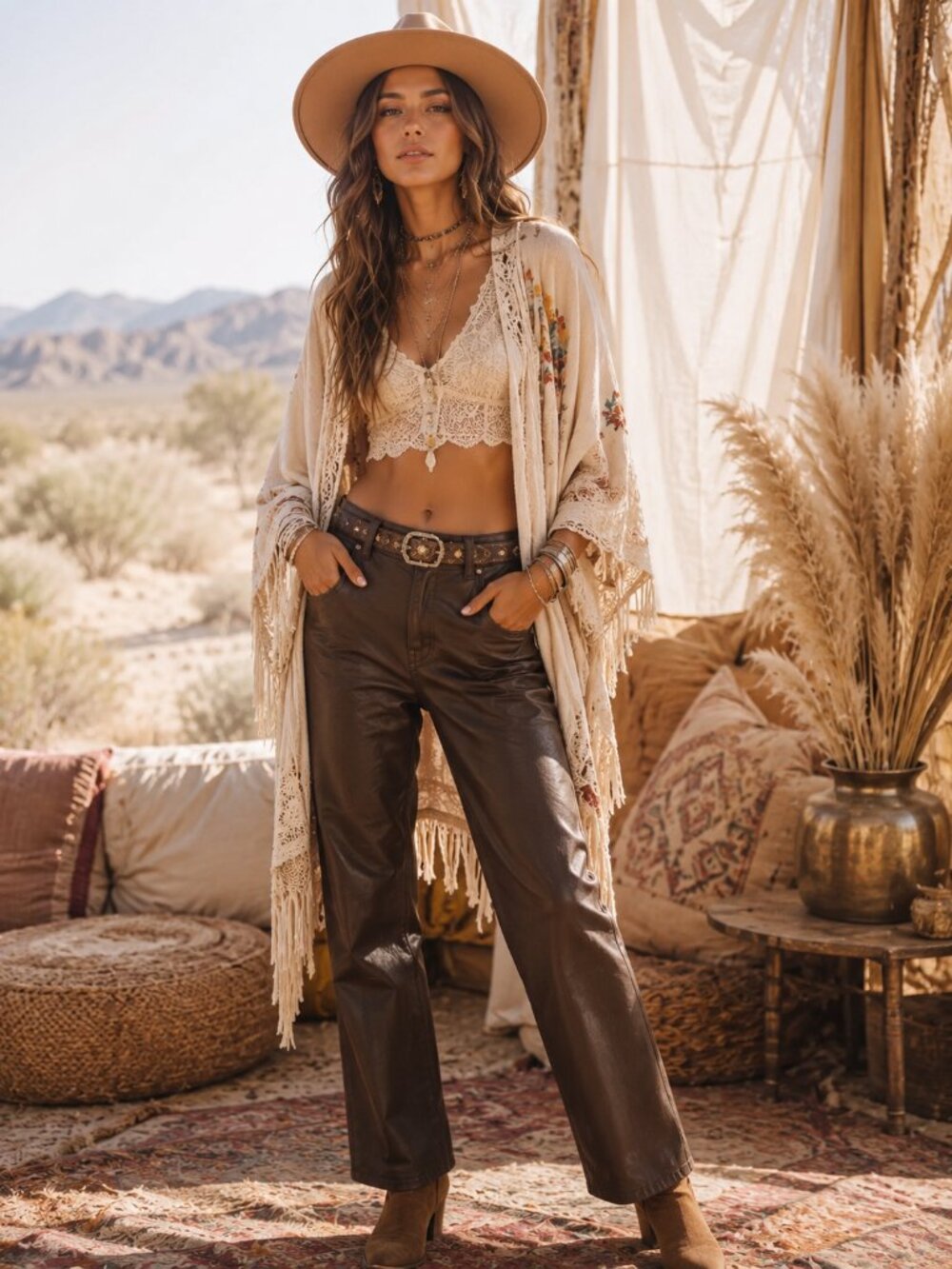 Old Navy High Rise OG Loose Faux Leather Wide Leg Pants - Brown